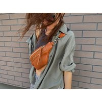 Cognac Small Leather Crossbody Bag Studded Sling Women Chest Custom Fanny Pack Personalized Bum Waist Hip | Etsy (US)