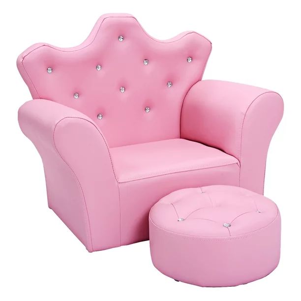 Costway Pink Kids Sofa Armrest Chair Couch Children Toddler Birthday Gift w/ Ottoman - Walmart.co... | Walmart (US)