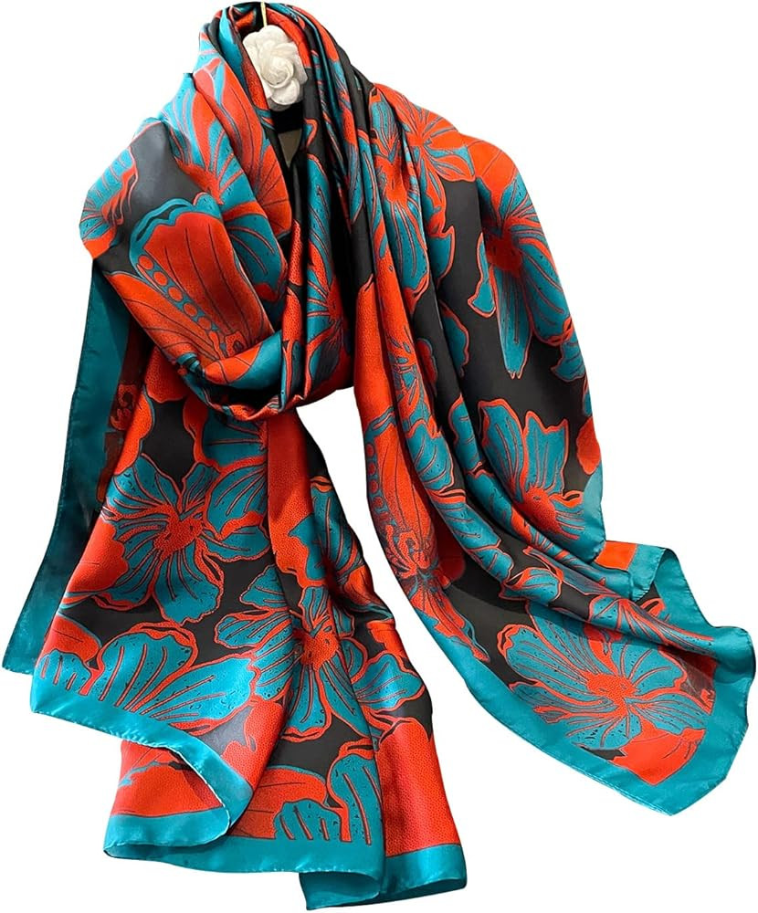 NUWEERIR Womens 100% Large Mulberry Silk Scarf Long Satin Scarf Fashion Lightweight Wraps | Amazon (US)