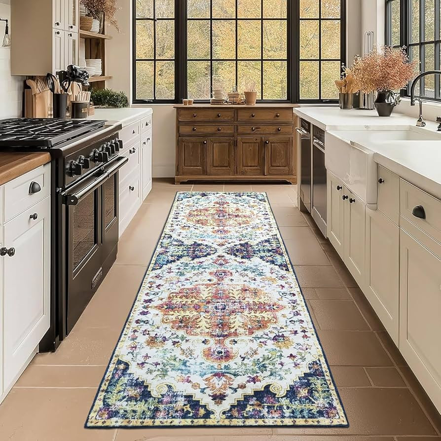 Washable Runner Rug 2x6 Non Slip Machine Washable Boho Hallway Runner Rug, Low Pile Bohemian Rugs... | Amazon (US)