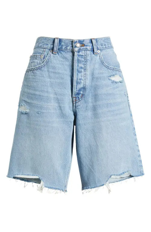 Madewell The Essex Raw Hem Long Baggy Denim Shorts in Londe Wash at Nordstrom, Size 32 | Nordstrom