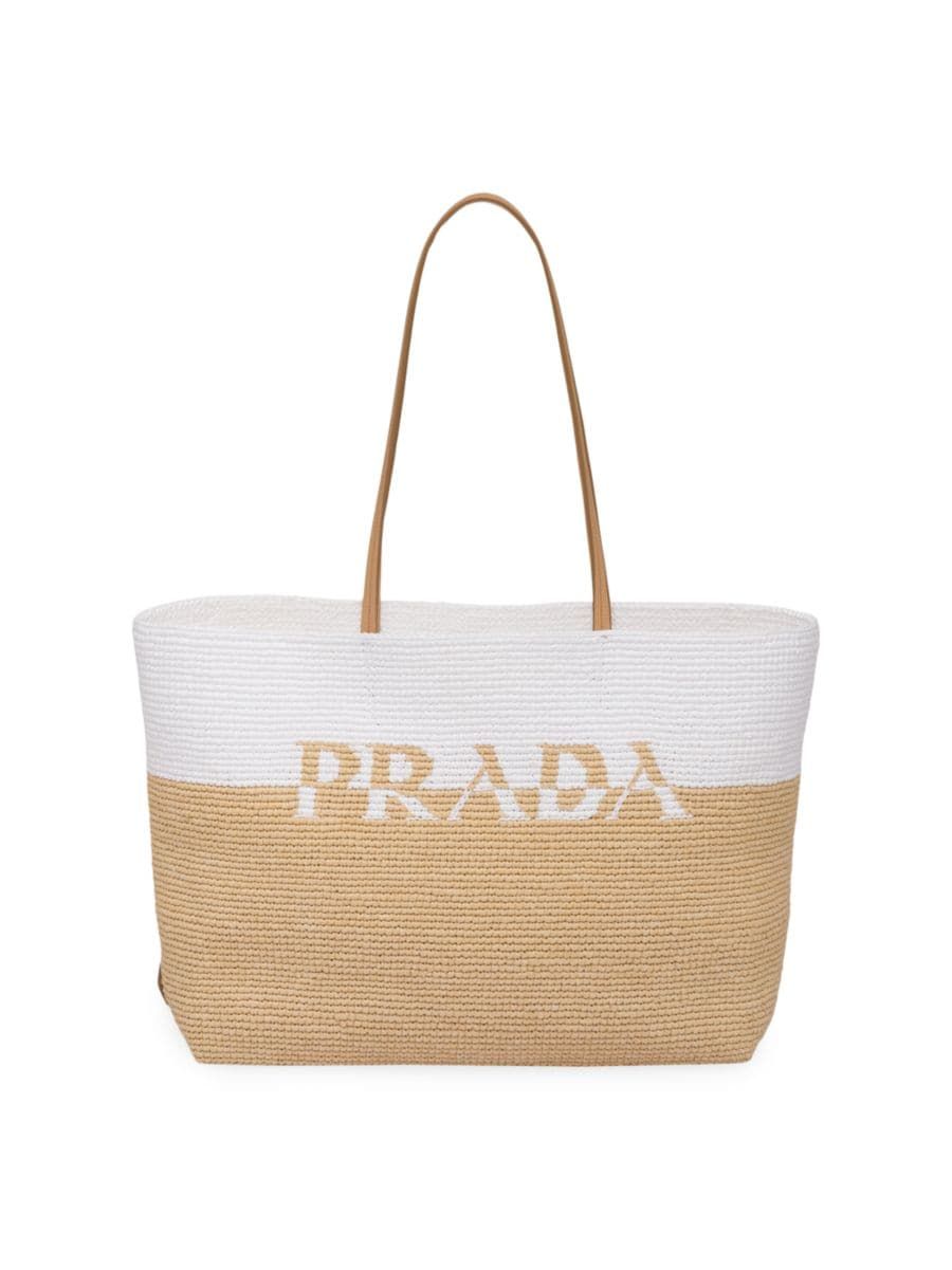 Prada Raffia And Leather Tote Bag | Saks Fifth Avenue