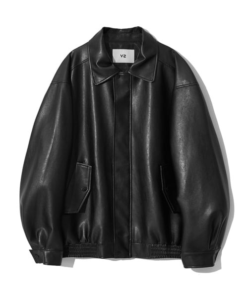 465-3 VEGAN LEATHER OVERFIT JACKET_BLACK | Musinsa Global
