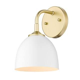 Golden Lighting Zoey 4.75 in. Olympic Gold Sconce-6956-1W OG-WHT - The Home Depot | The Home Depot