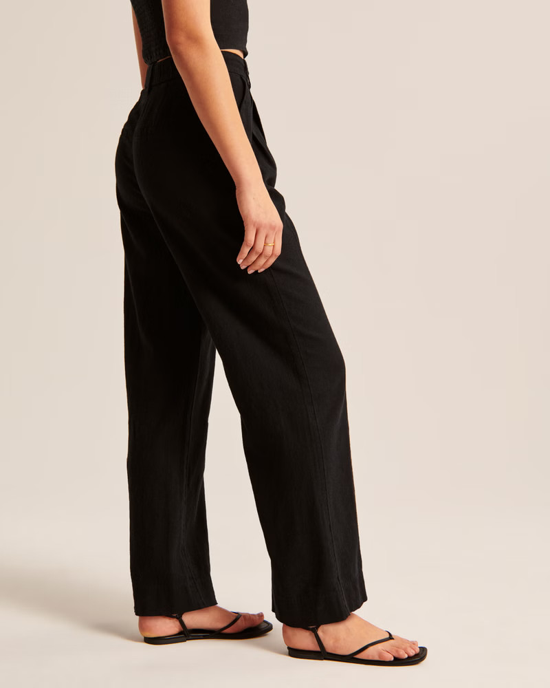 Linen-Blend Tailored Wide Leg Pant | Abercrombie & Fitch (US)