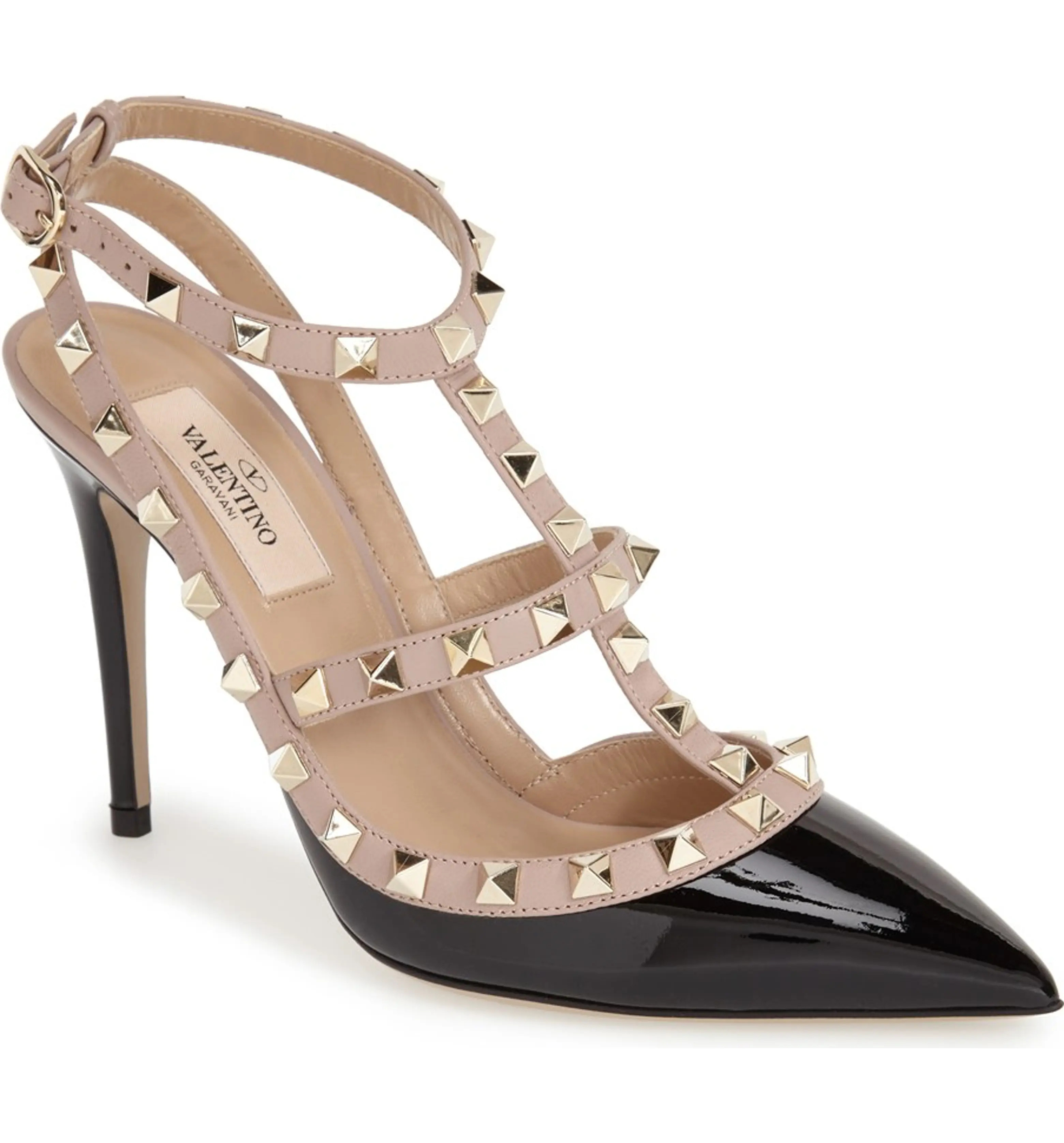 Rockstud Pointed Toe T-Strap Pump | Nordstrom