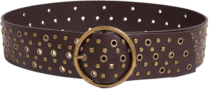 Women Wide-Western-Concho-Belt -Vintage-Cowgirl-Studded-Belt Country Boho Round Buckle for Jeans ... | Amazon (US)