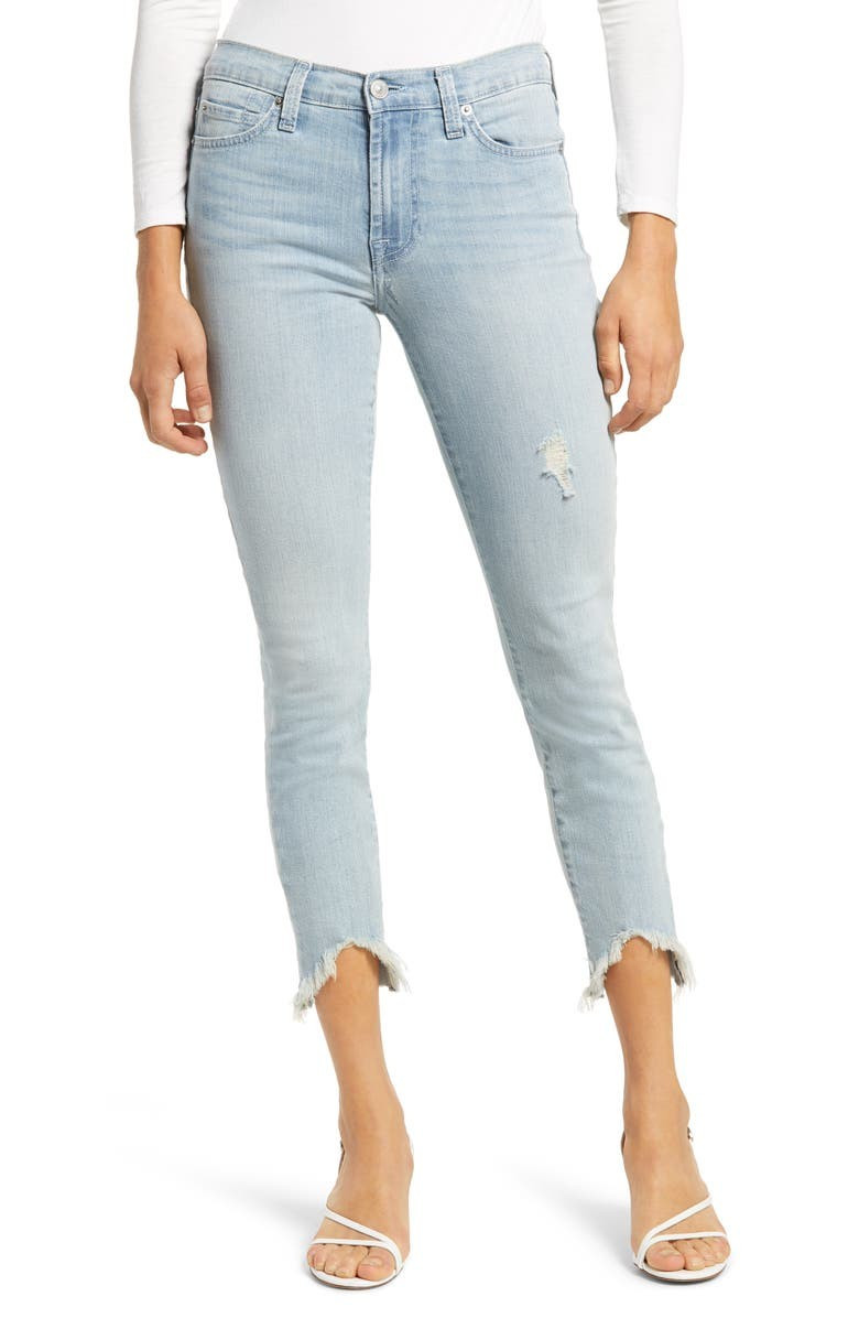 Wavy Frayed Hem Ankle Skinny Jeans | Nordstrom | Nordstrom