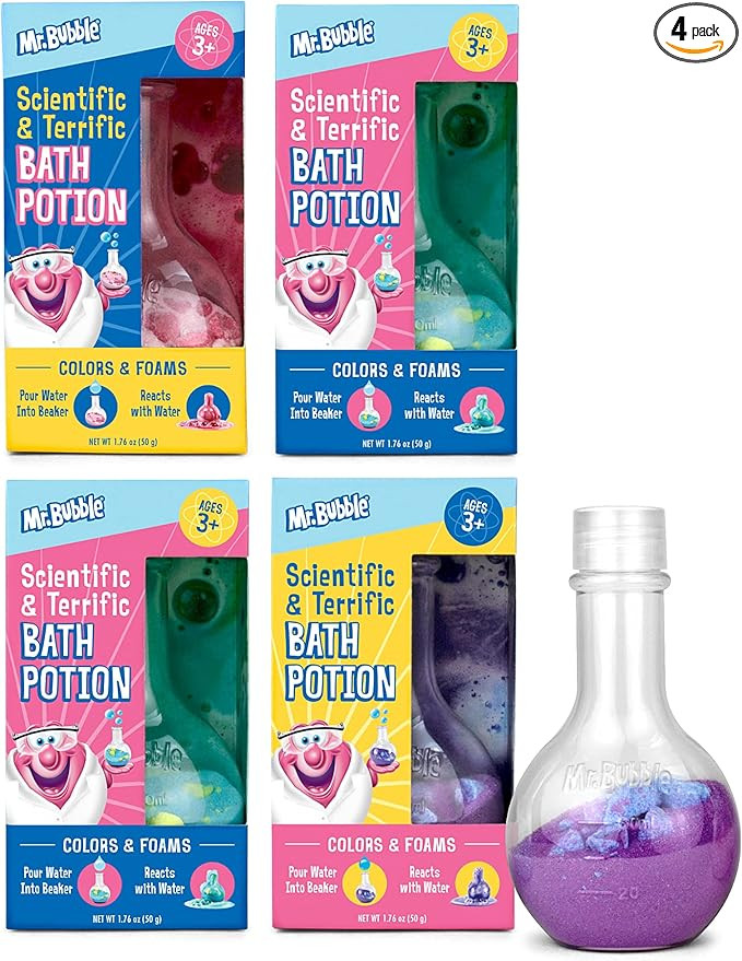 Mr. Bubble Kids Bath Bomb Potions - Colorful Fizzy Fun - Cool Foam and Bubble Science Beaker Bath... | Amazon (US)