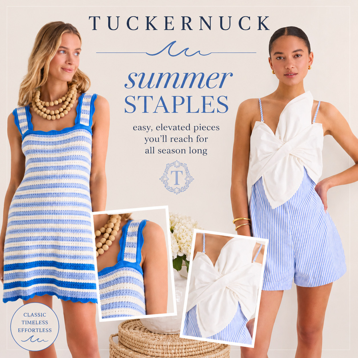 Easy summer staples from Tuckernuck that feel classic, coastal, and so effortless 🤍🌊
@Tuckernuck 
Loving the blues, stripes, crochet texture, and all the little elevated details. These are the kind of pieces you can wear on vacation, to brunch, by the beach, or literally anywhere you want to look pulled together without trying too hard.

Shop my Tuckernuck favorites on my LTK ✨

#LTKStyleTip #LTKFinds #Tuckernuck #SummerStyle #CoastalStyle #VacationOutfits #WhatLoLoves

#LTKgrwm #LTKootd #LTKSeasonal