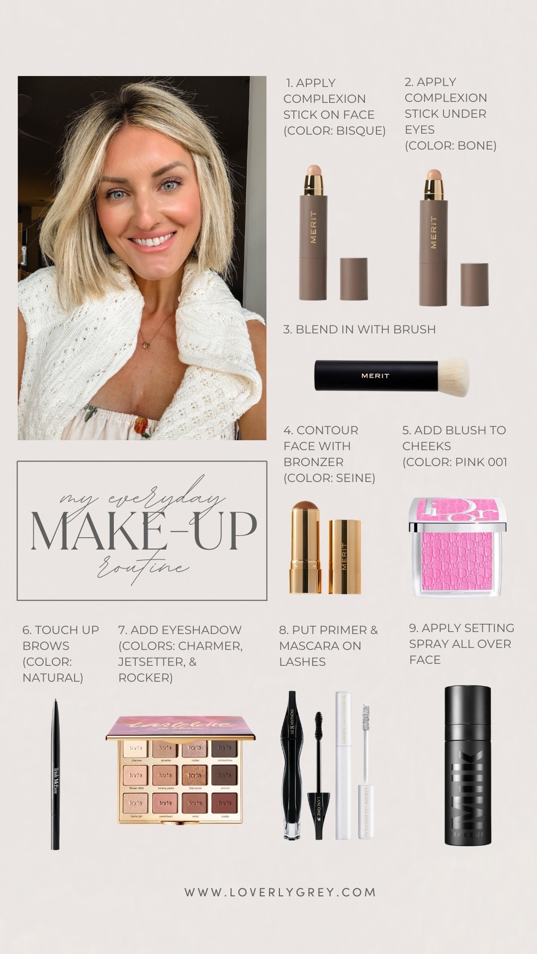 My make up routine for every day! Tried & true favorites of mine! 

Loverly Grey, beauty, make up, make up routine, eye shadow, blush, setting spray, primer, mascara

#LTKBeauty