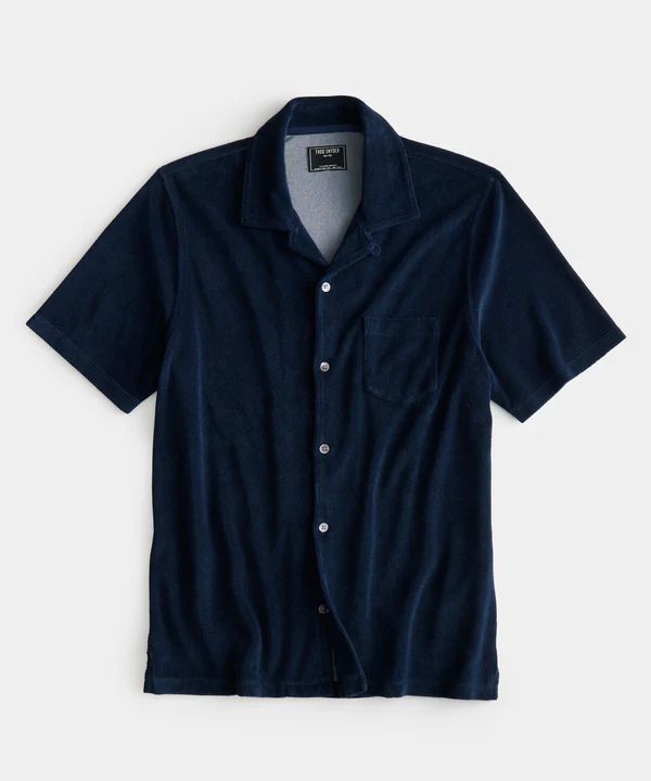Terry Button-Down Polo in Classic Navy | Todd Snyder