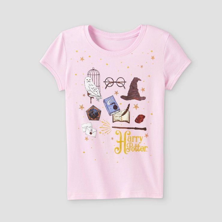 Girls' Harry Potter Icons Short Sleeve Shirt - Pink | Target