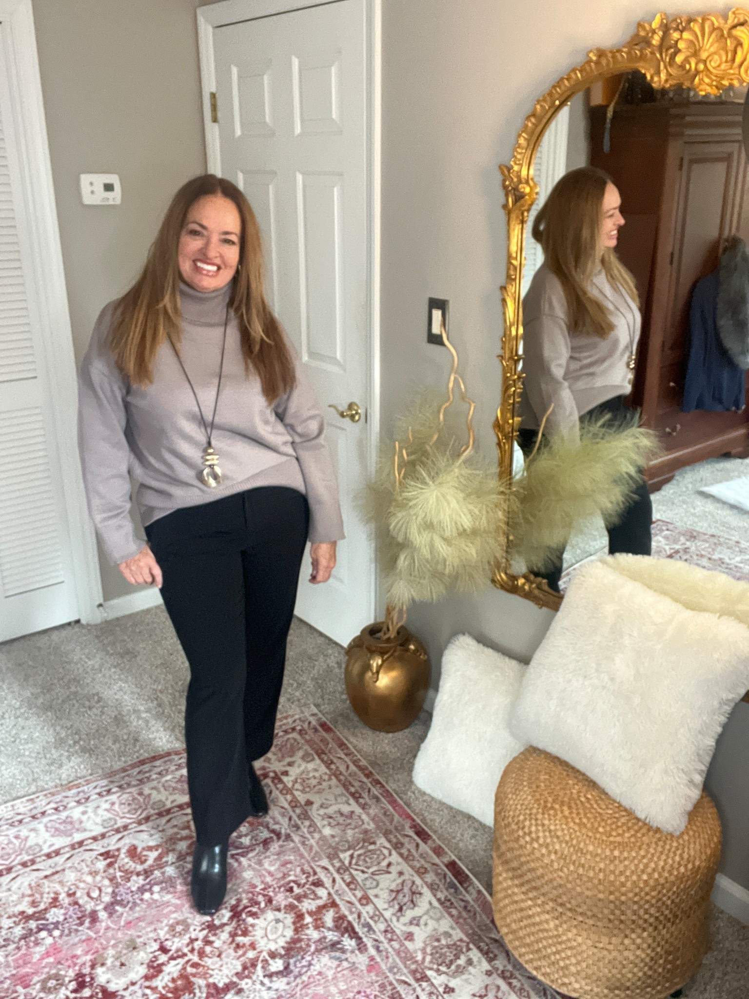 Timeless classic elegant taupe oversized knit turtleneck. It pairs beautifully with black trousers. 

#LTKFindsUnder100 #LTKOver40 #LTKWorkwear