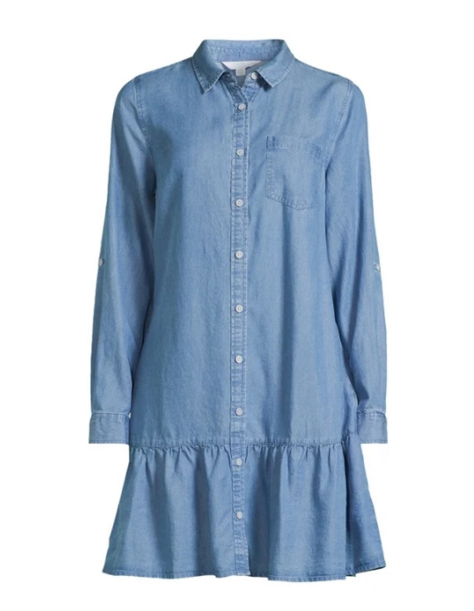 Denim dress at Walmart! Spring dresses at Walmart! Spring dress! Denim dress! 