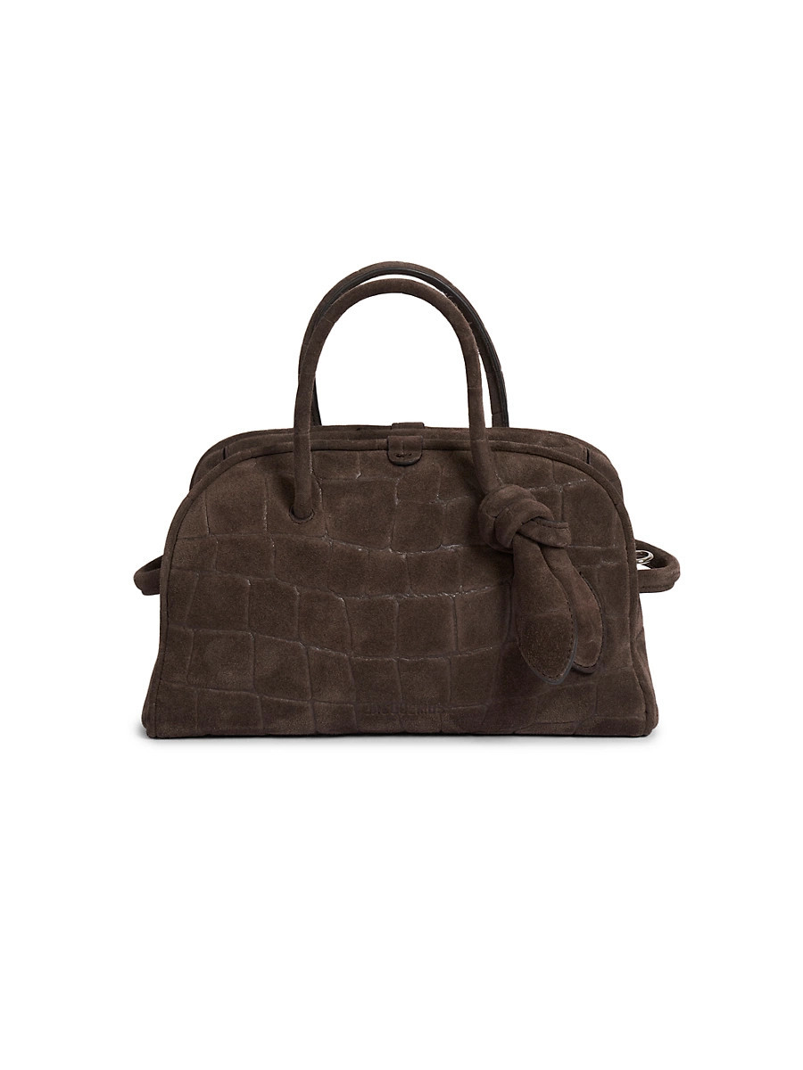 Women's Le Petit Turismo Croc-Embossed Suede Top Handle Bag - Dark Brown | Saks Fifth Avenue