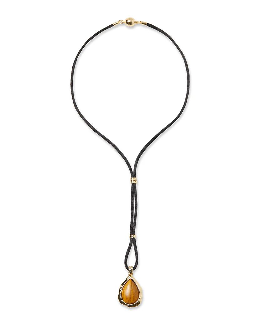 Hammered Tigers Eye Pendant On Black Cord | We Wore What
