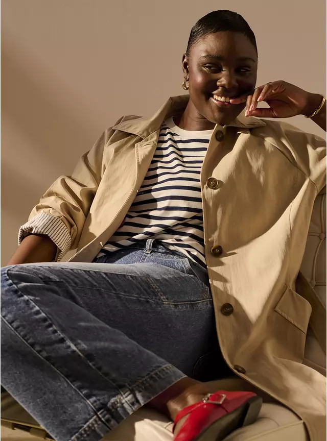 Tan Button Longline Tailored Trench Coat XL | Tu Clothing