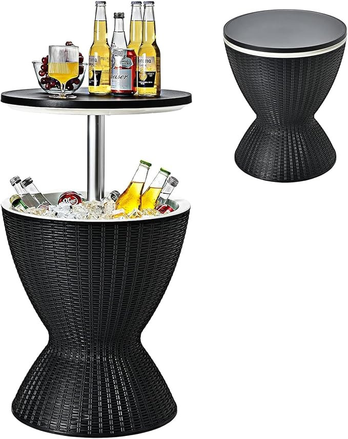 Giantex Outdoor Ice Cooler Side Table with Adjustable Height, 8 Gal Beverage Bucket with Drain Pl... | Amazon (US)