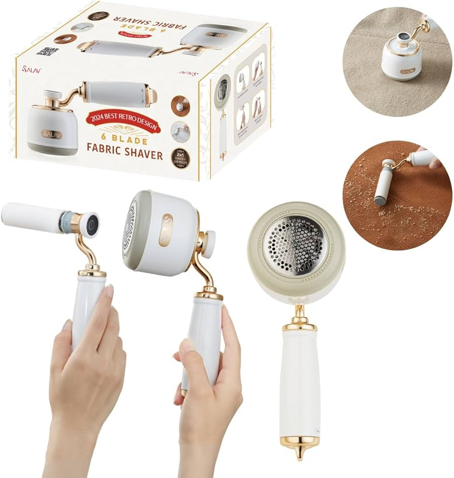 SALAV® Retro Edition Rechargeable Fabric Shaver and Lint Roller with 6-Blade System Removes Fuzz... | Amazon (US)