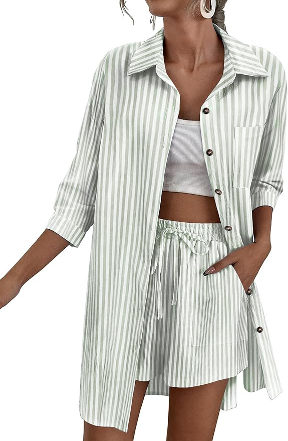 Zeagoo Women’s 2 Piece Lounge Tracksuit Outfit Sets Cotton Linen High Low Shirt and Drawstring ... | Amazon (US)