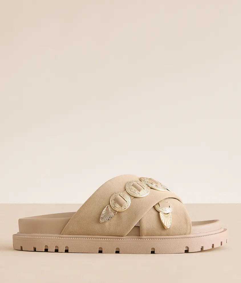 Embossed Metal Western Sandal | Buckle