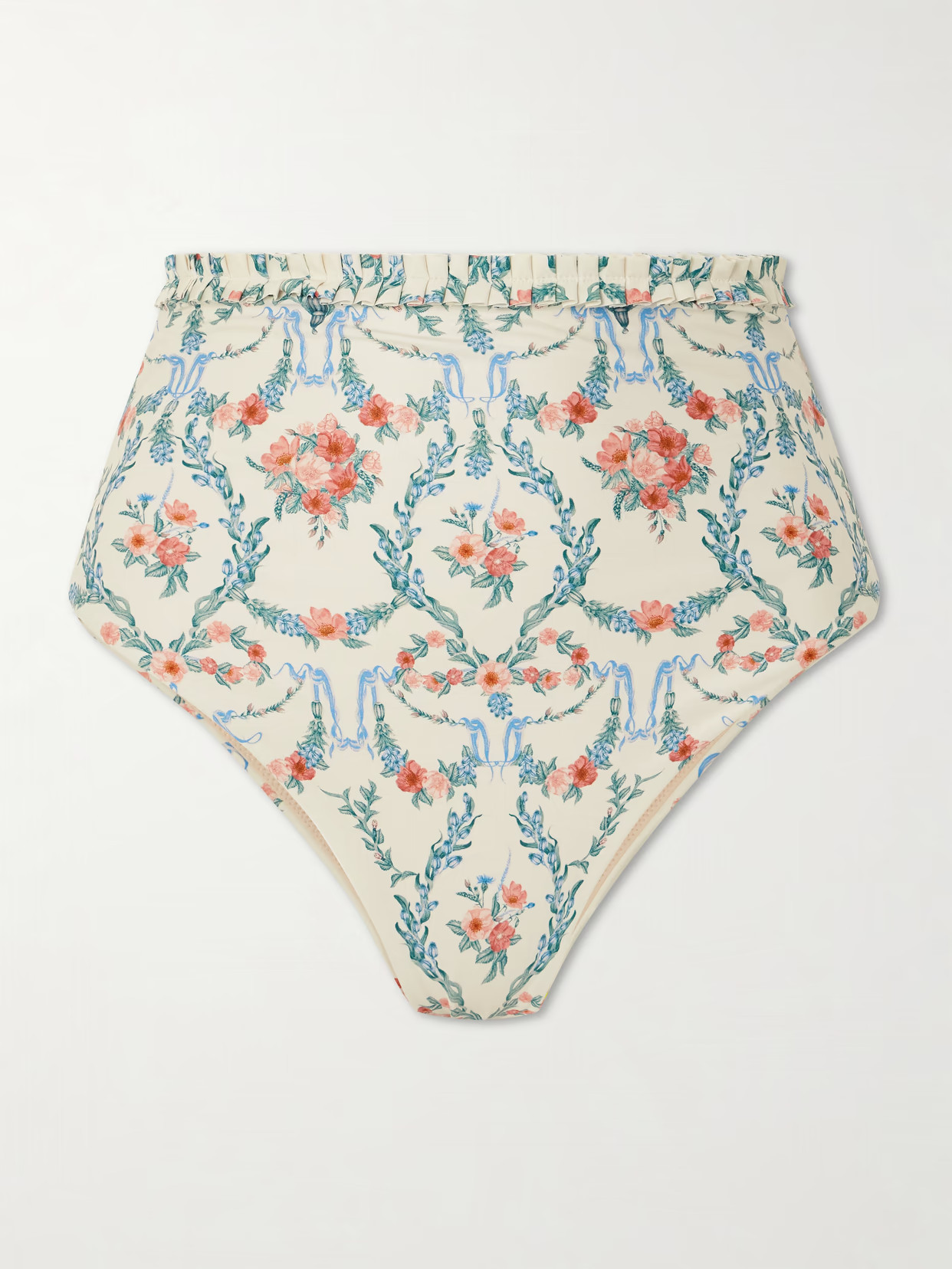 Agua by Agua Bendita - Nopal Mosqueta Ruffled Floral-print Recycled Bikini Briefs - White | NET-A-PORTER (US)