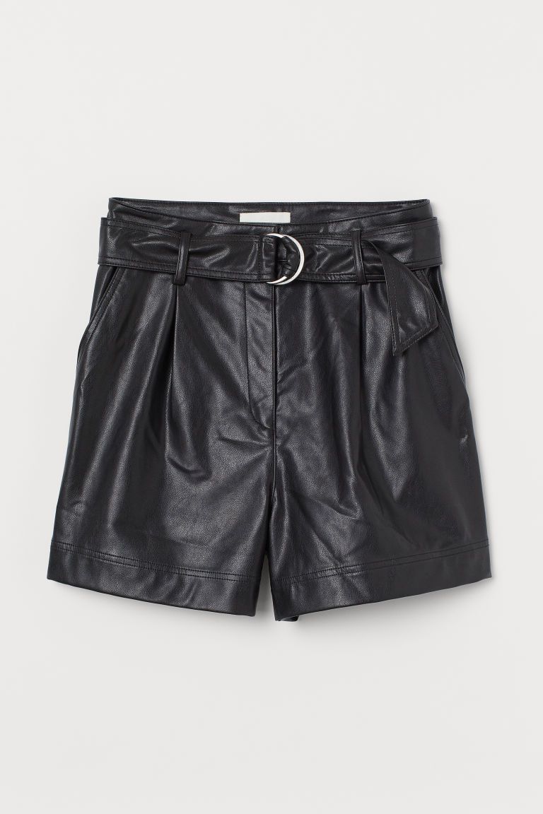 H & M - Faux Leather Shorts - Black | H&M (US)