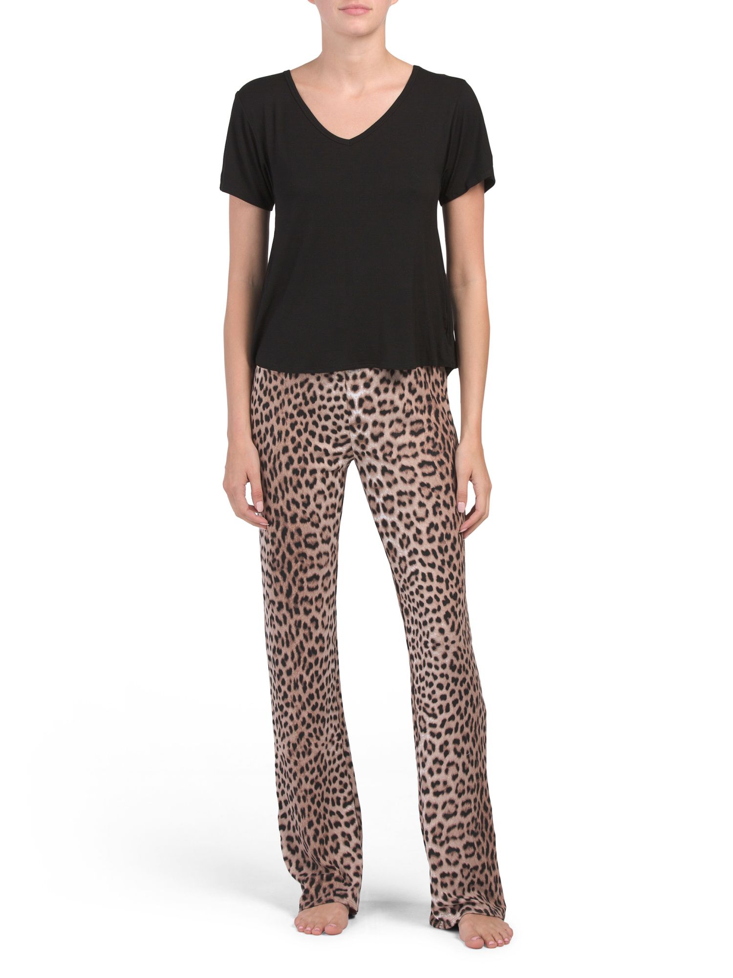 Swanky Leopard Short Sleeve Pajama Set | TJ Maxx