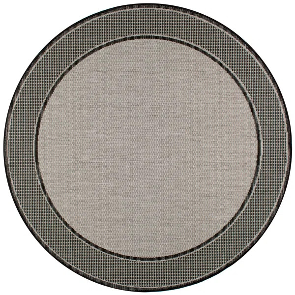 Mcelfresh Bordered Machine Woven / Power Loomed Gray Indoor/Outdoor Patio Rug | Wayfair North America