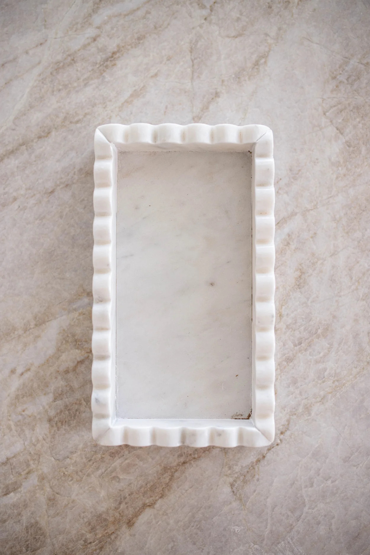 White Marble Scalloped Bridge Tray | By Luxe B Co. | Luxe B Co