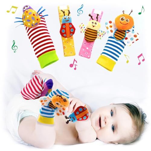 BABY K Baby Rattle Socks for Girls & Boys (Set B) - Baby Toys 6-12 Months - Baby Wrist Rattles an... | Amazon (US)