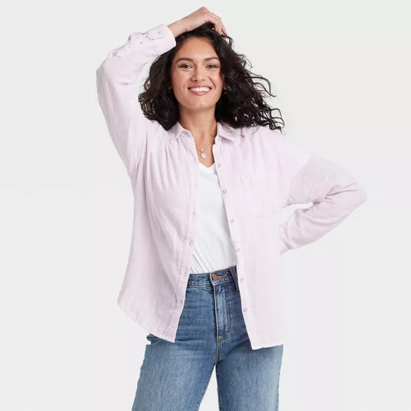 Women's Long Sleeve Relaxed Fit Gauze Button-Down Shirt - Universal Thread™ | Target