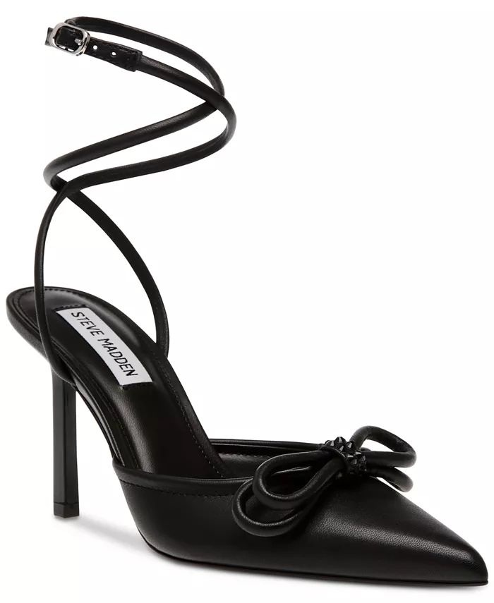 Steve Madden Women's Sherise Rhinestone Bow Ankle-Strap Pointed-Toe Pumps - Macy's | Macy's