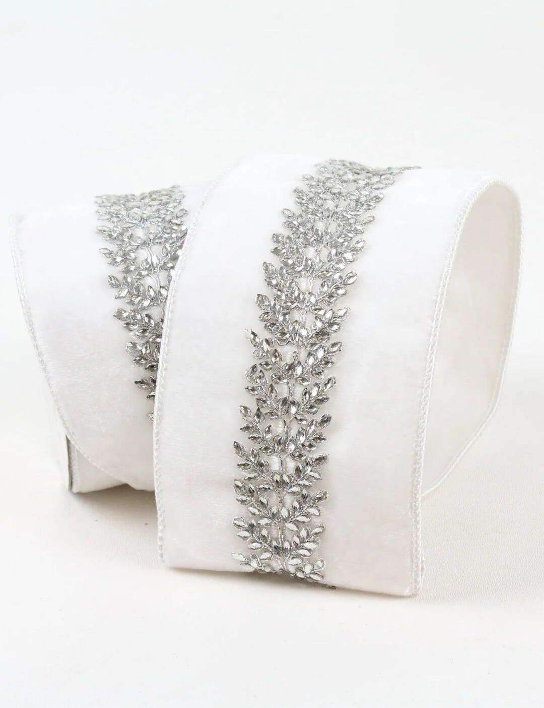 Farrisilk White Velvet Jewel Vine Tree Ribbon 4 - Etsy | Etsy (US)