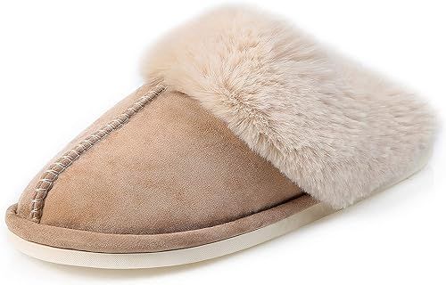 Womens Slippers Memory Foam House Shoes Fluffy Warm Non-Slip Cozy Slip-on Plush Footwear | Amazon (US)