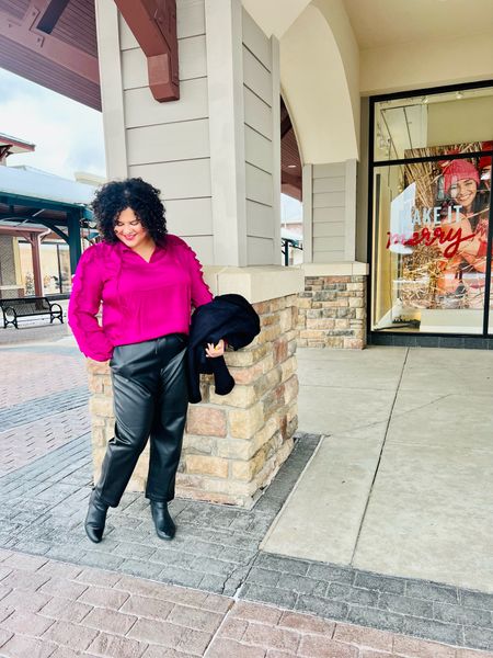 Shiny hot pink silky shirt + relaxed faux leather pants = snazzy party lol for the holidays!

On sale now. Get the look for less.

#loftpartner

#LTKCyberweek #LTKSeasonal #LTKHoliday