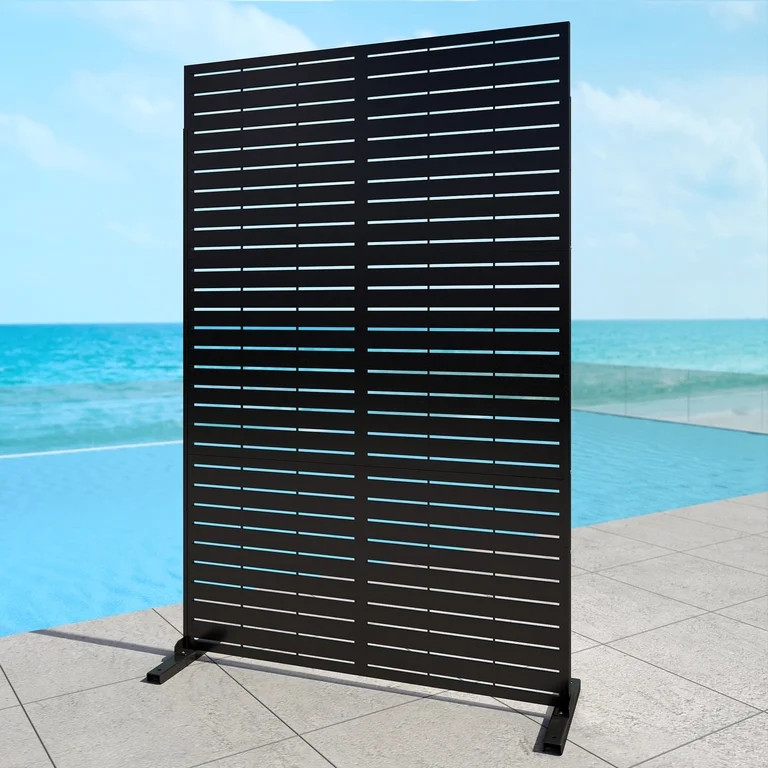 Outdoor Metal Privacy Screen Galvanized Decorative Screen, Black | Walmart (US)