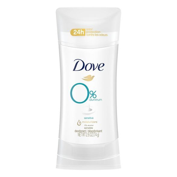 Dove 0% Aluminum Sensitive Skin Deodorant Stick - 2.6oz | Target