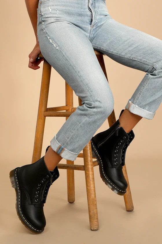 1460 Pascal Black Nappa Leather Front Zip Boots | Lulus (US)