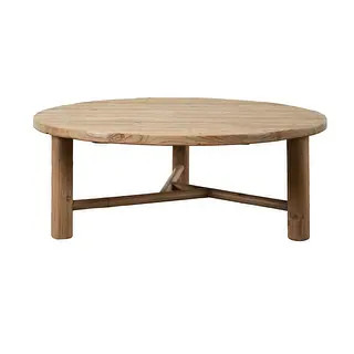 48" Round Coffee Table with Round Legs Weathered Natural - Bed Bath & Beyond - 41152432 | Bed Bath & Beyond