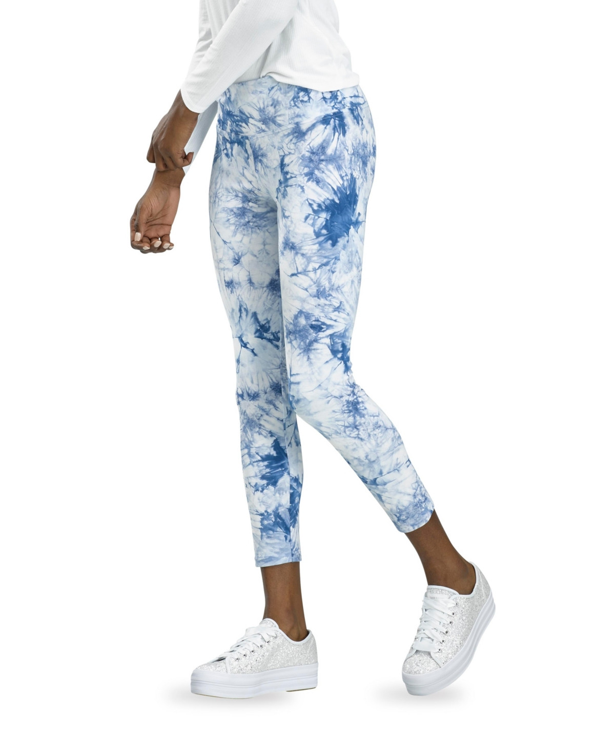 Hue Active Tonal Tie Dye Skimmer Cropped Leggings - Blue | Macy's