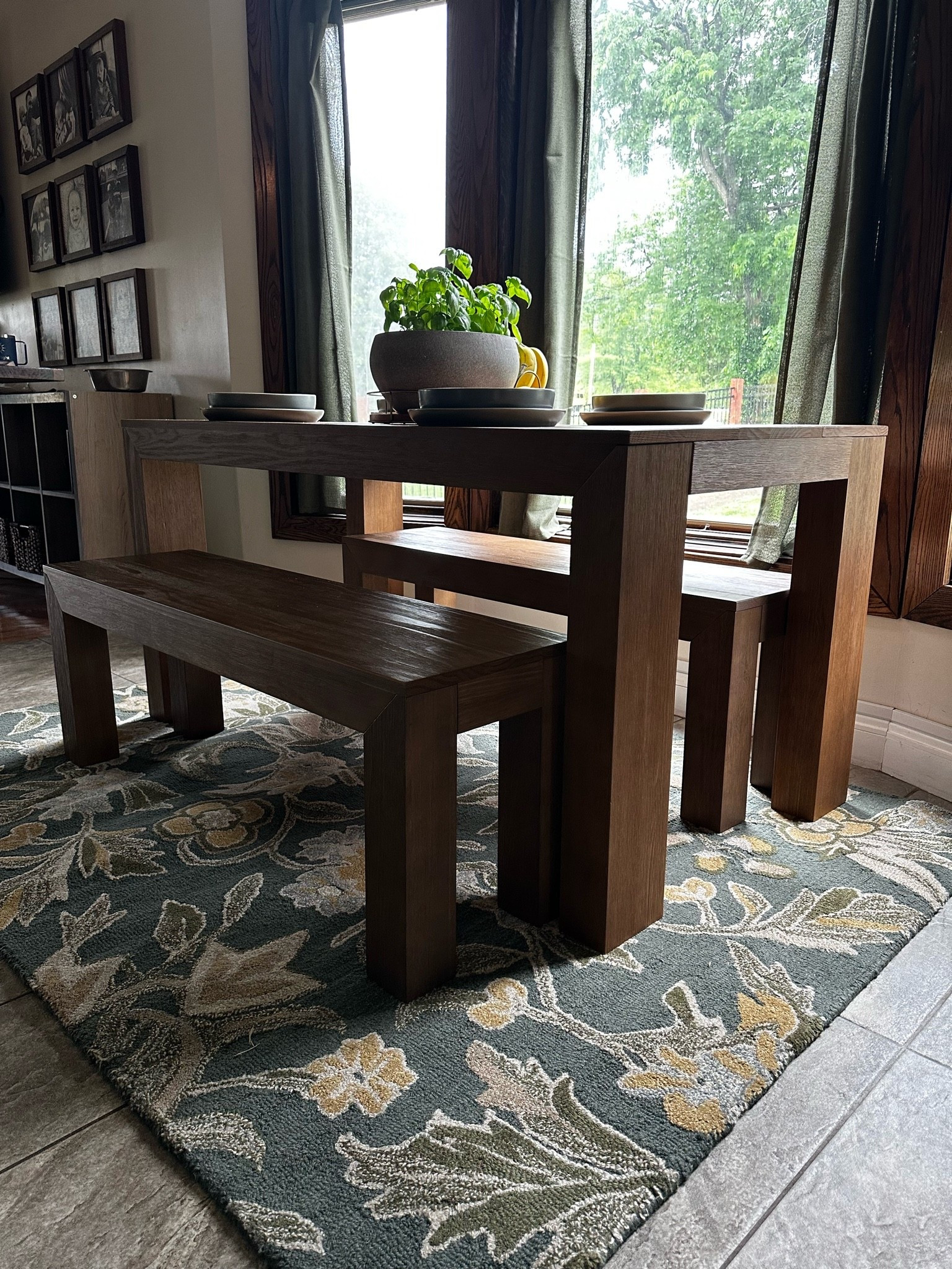 New Dinning Room Setup ✨ Loving the VIBE that this has created in our small kitchen space. 

Color is Pecan Wirebrush - 60” table and 49” benches.

#LTKHome