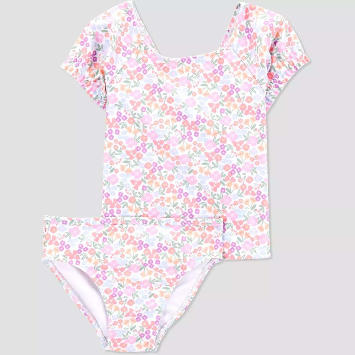 Carter's Just One You®️ Toddler Girls' Ruffle Ditsy Floral Printed Tankini Set - Pink/White 3T | Target
