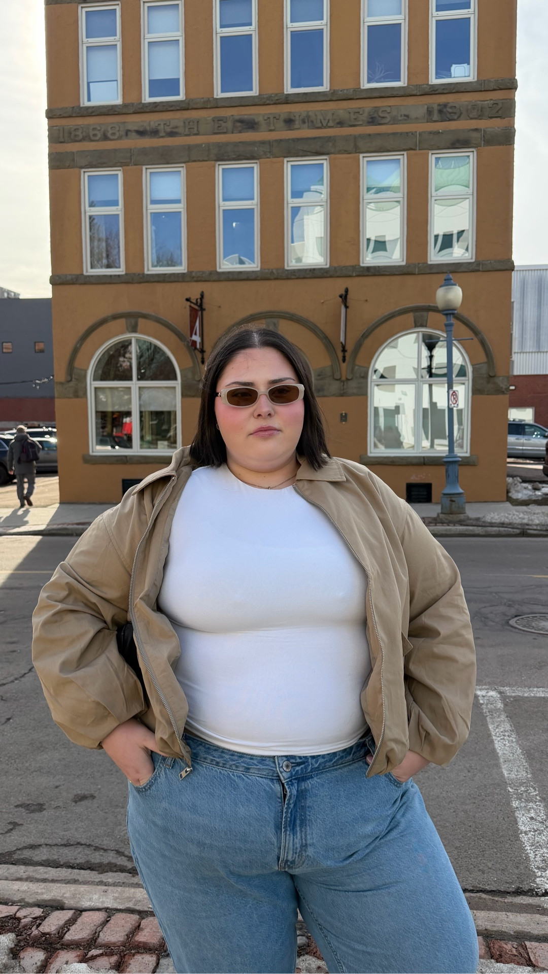 Plus size spring outfit inspo 
Bomber jacket with jeans 
Wearing my @abercrombie curve love high rise loose jeans🤍

#LTKstyletip #LTKplussize #LTKjeans