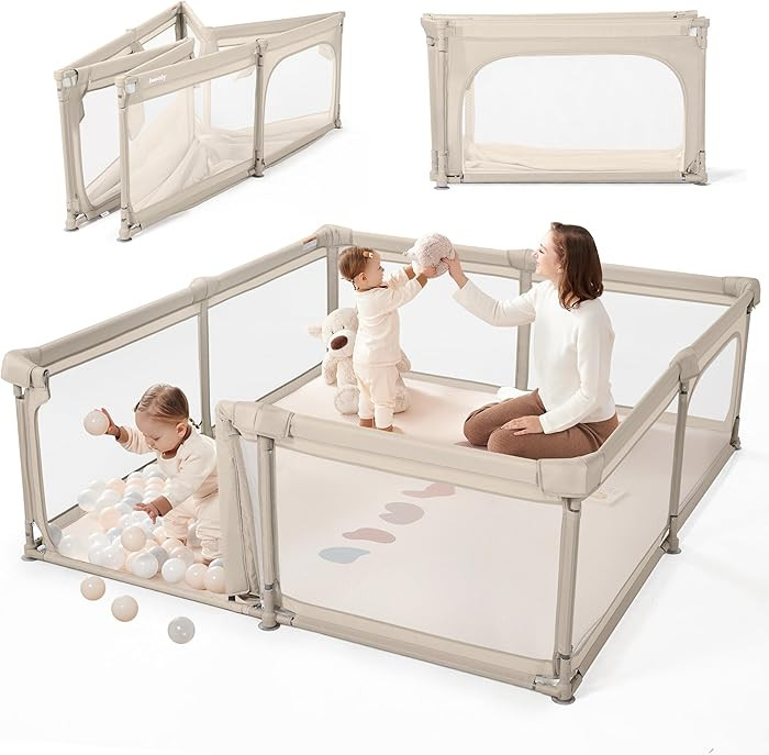 Sweeby Baby Playpen, 79x71 Inch Foldable Playpens for Babies and Toddlers with Gate, Extra Large ... | Amazon (US)