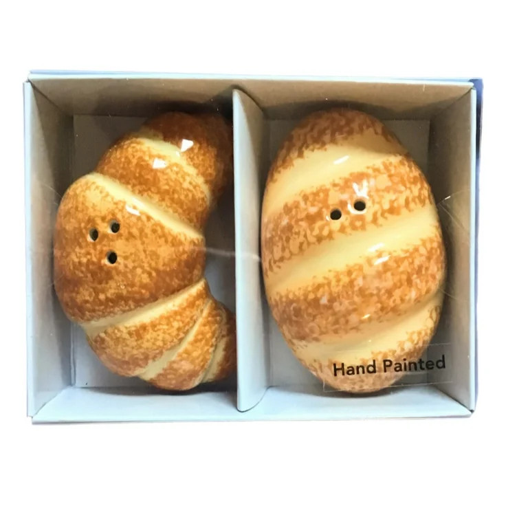 FRENCH TASTE BUTTER CROISSANT CERAMIC HAND PAINTED SALT & PEPPER SHAKER SET | Walmart (US)
