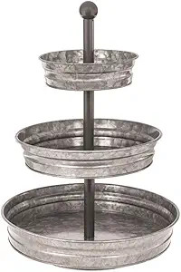 WallCharmers 3 Tier Galvanized Round Metal Tray, Three Tiered Serving Tray for Farmhouse or Cotta... | Amazon (US)