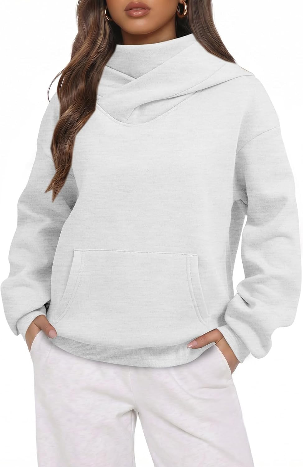 Dokotoo Hoodies for Women Oversized Mock Neck Sweatshirt with Face Cover | Amazon (US)
