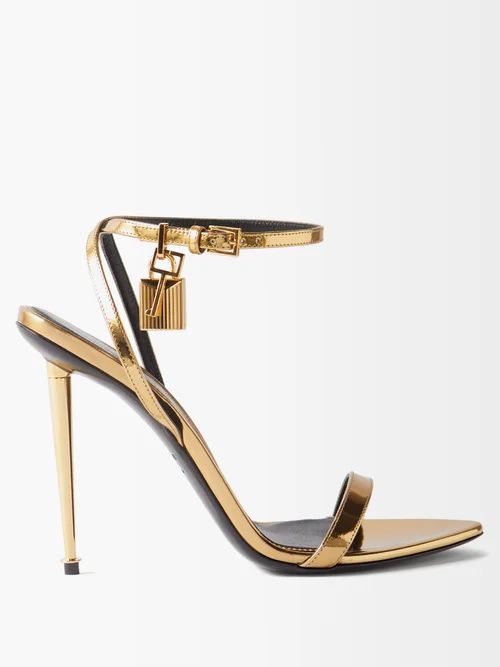 Tom Ford - Padlock Metallic-leather Stiletto Sandals - Womens - Gold | Matches (US)